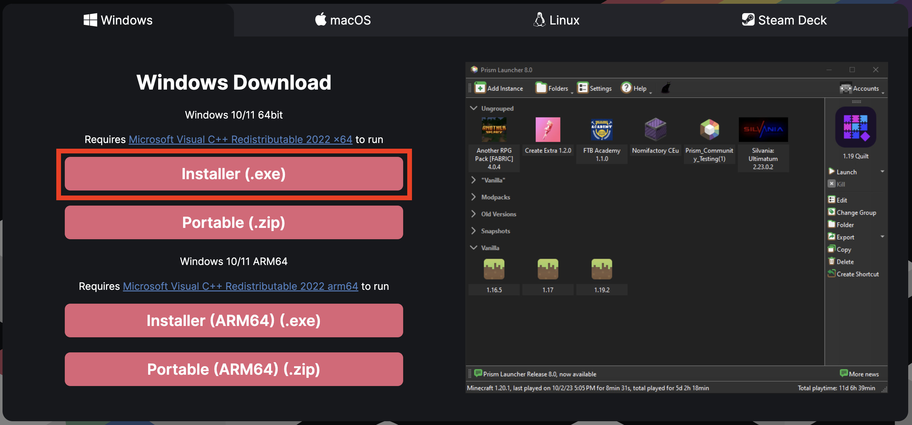 Prism Install Page